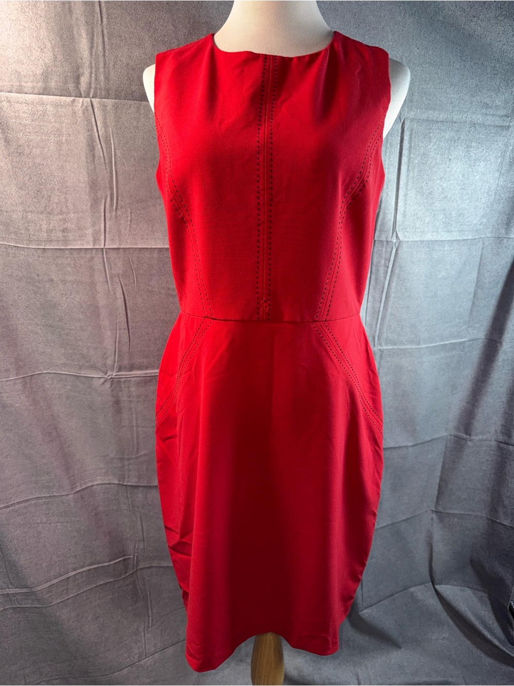 2185-Perceptions Red Sleeveless Sheath Dress